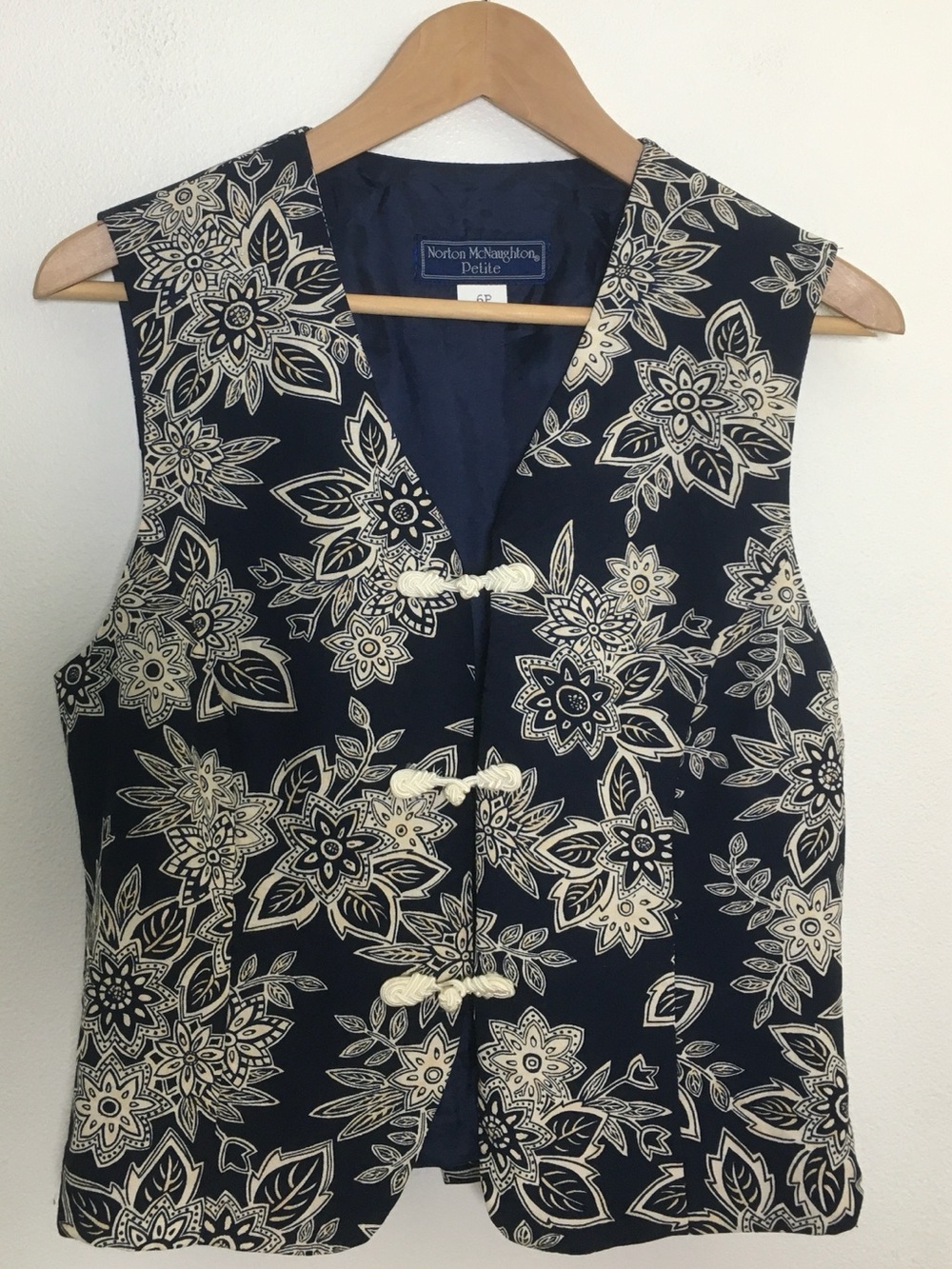 Petite Navy & Cream Floral Vest